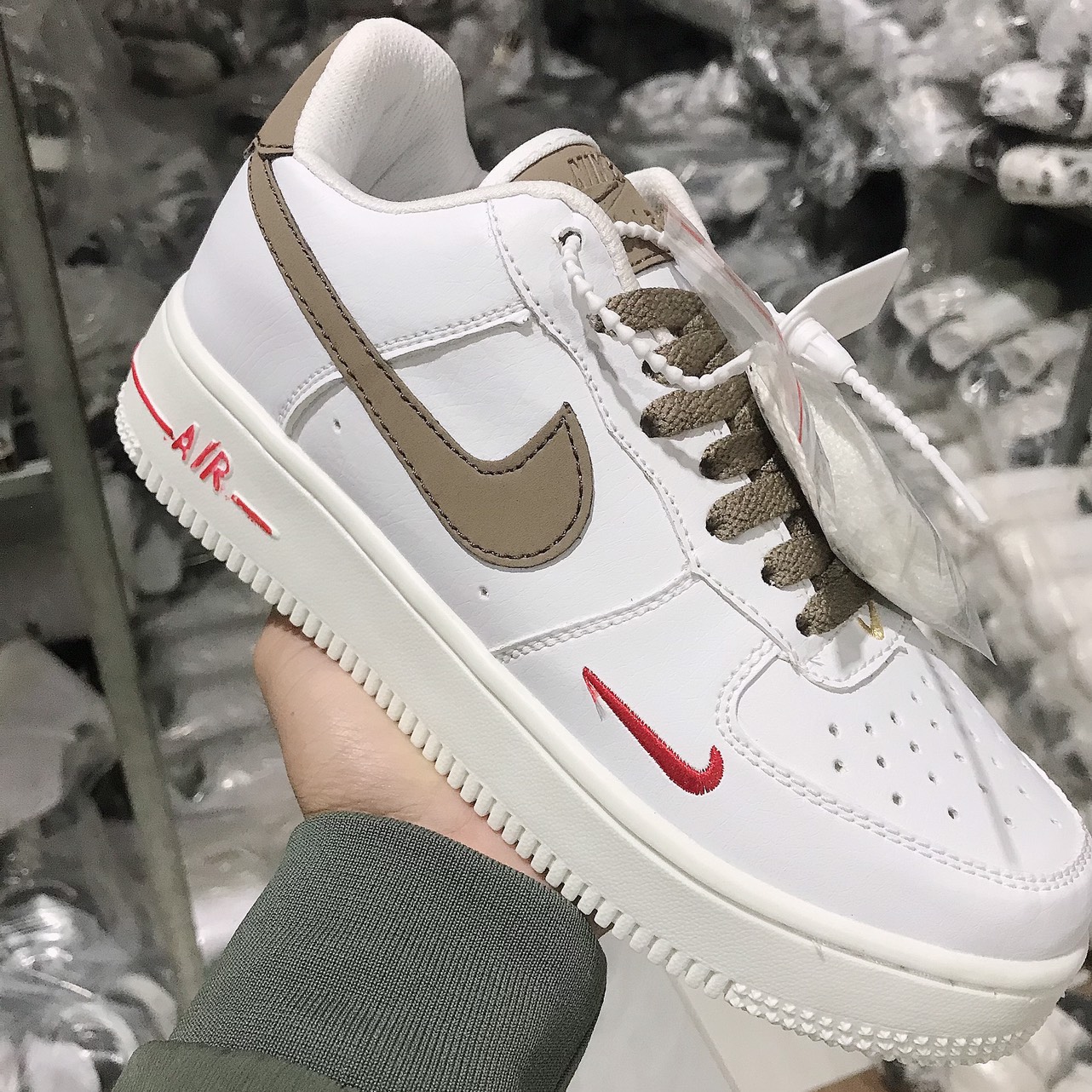 Giảm Giá Giày Air Force 1 Low Premium White Brown, Giày Af1 Trắng Viền Nâu  Nam Nữ Hàng Cao Cấp - Beecost