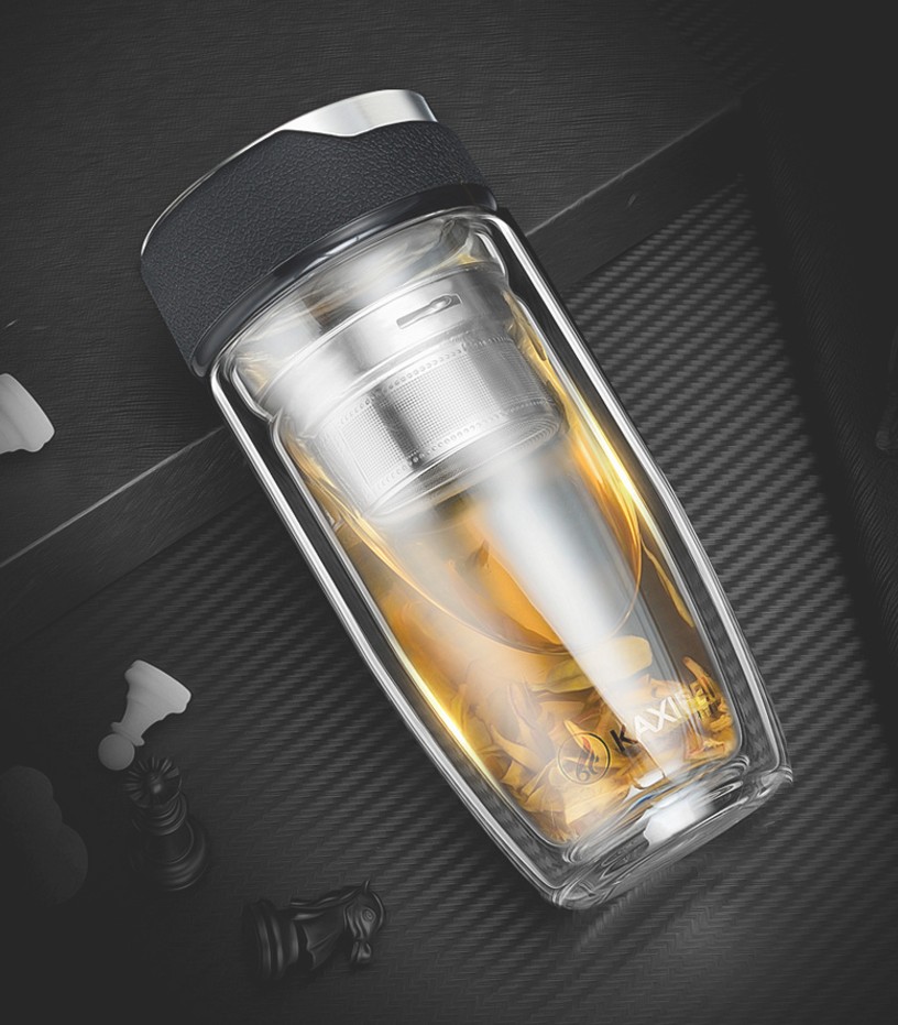 Bình pha trà ly pha trà cà phê thủy tinh có lỗi lọc inox 304 cao cấp 350ml Kaxifei