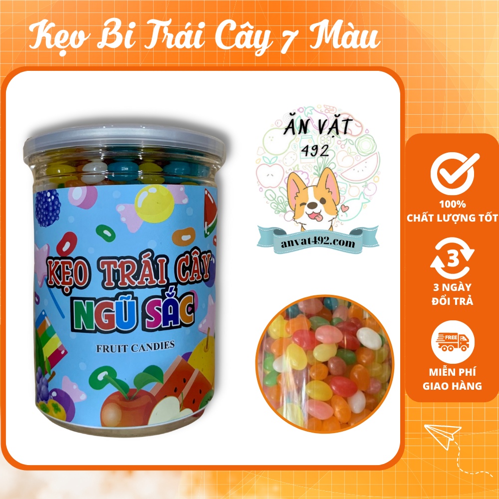 Kẹo bi trái cây 7 màu 500g - ăn vặt 492