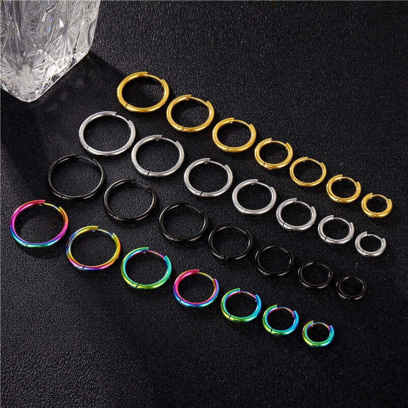 Khuyên tai tròn 1 chiếc khuyên tai titan bản nhỏ tròn trơn đơn giản