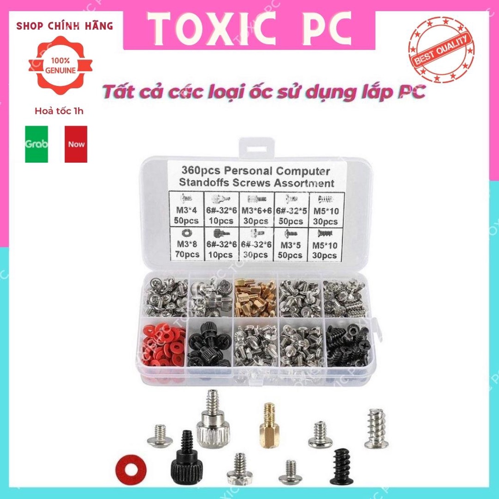 Combo 50 ốc dùng ráp pc: ốc main, ốc nguon, ốc case, ốc ssd hdd, ốc tản nước, ốc quạt,....