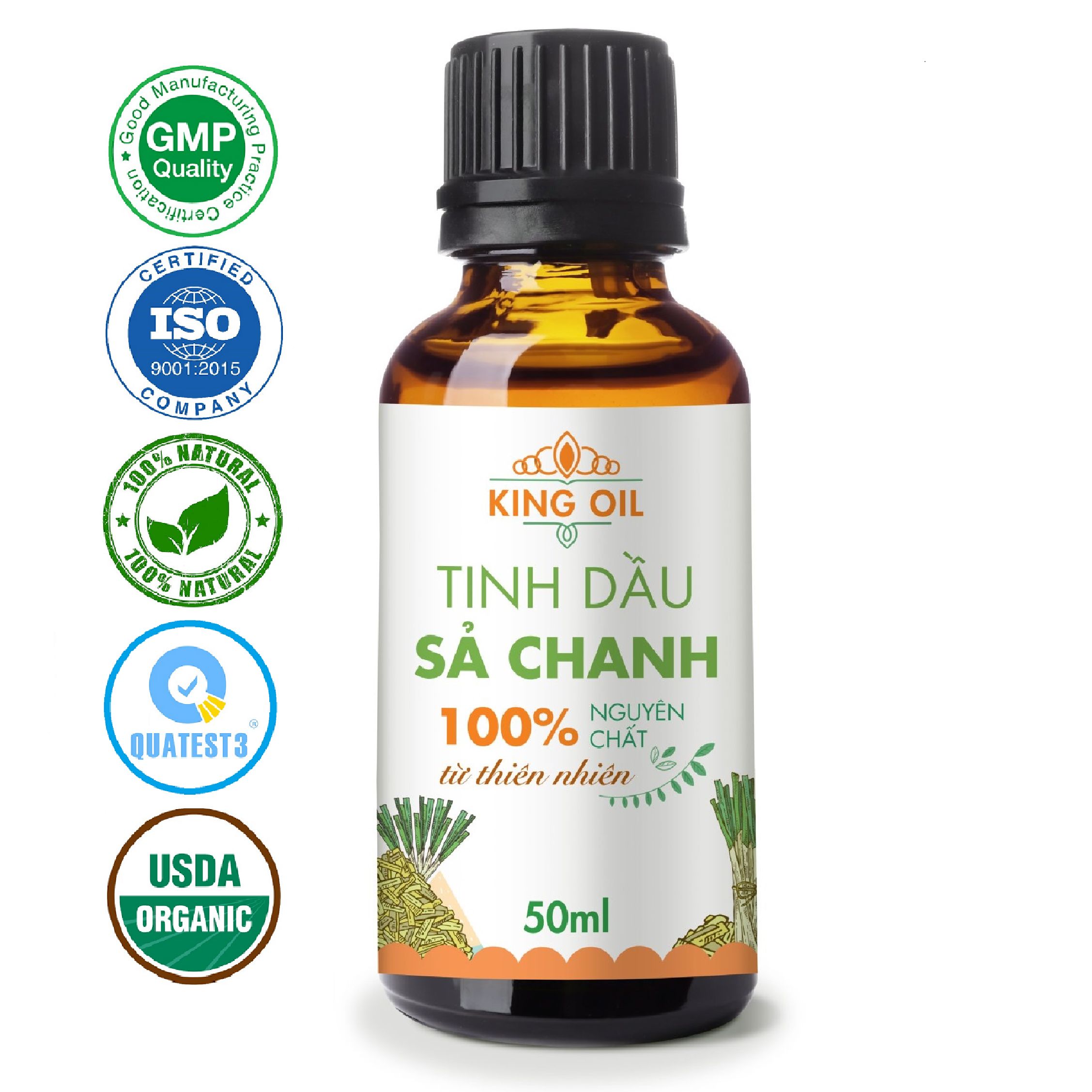 Tinh dầu Sả Chanh 50ml nguyên chất từ thiên nhiên, xông phòng, thơm phòng, thư giản, đuổi muỗi - KingOil
