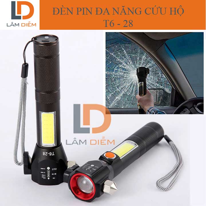 ĐÈN PIN SIÊU SÁNG SẠC CẦM TAY SẠC USB LED COB ĐA NĂNG CỨU HỘ T6-28
