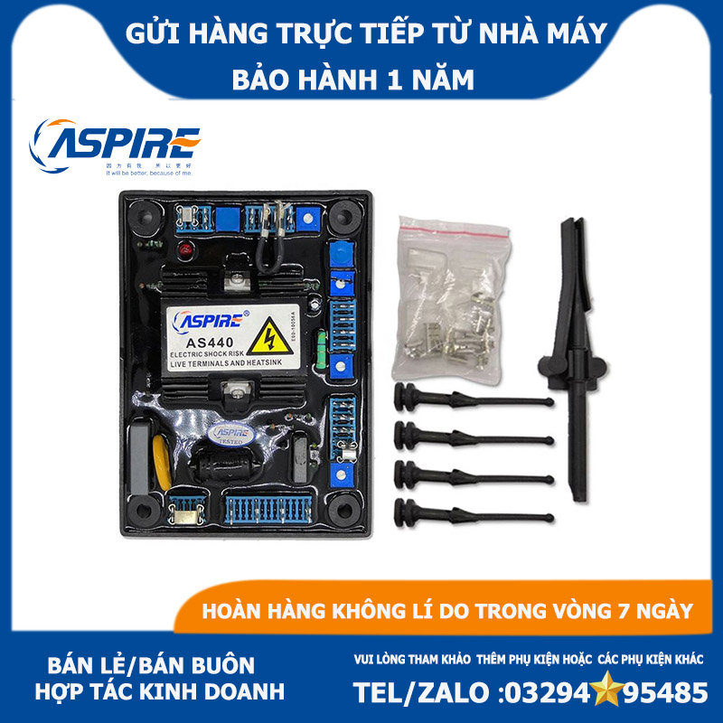 AX440 AVR Máy phát điện không chổi than diesel đa năng Aspire AVR AS440 Bộ điều chỉnh điện áp tự động