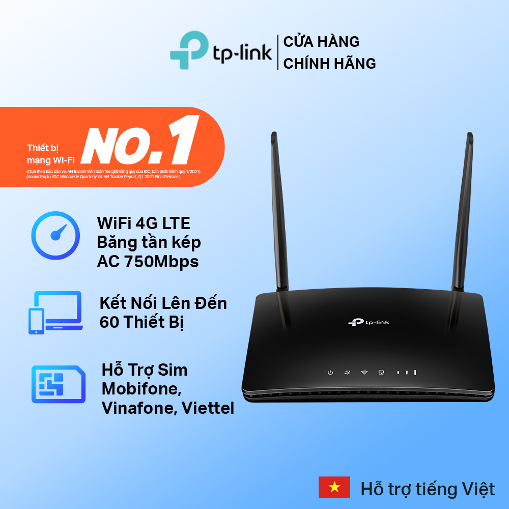 Bộ Phát Wifi Di Động 4G TP-Link Archer MR200 Chuẩn AC 750Mbps - Hãng phân phối chính thức