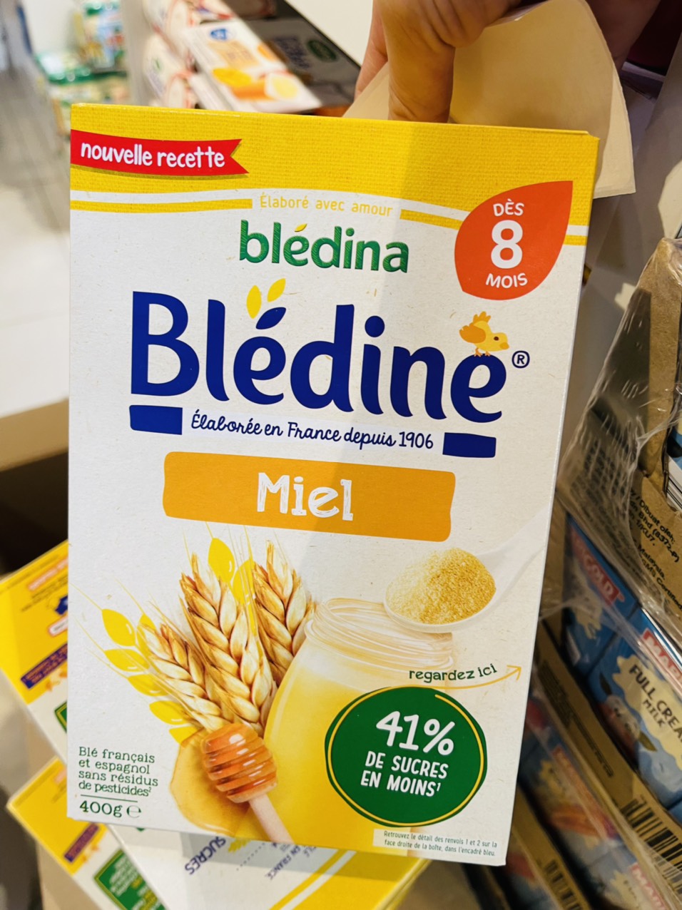 Bột pha sữa bledina 400g 8m+ mật ong date 2025