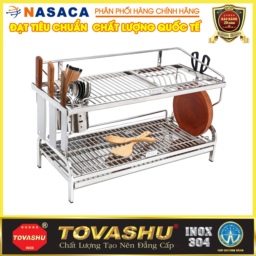 Kệ sóng chén có khay TOVASHU 304-U7C2 (inox 304- bảo hành 20 năm)
