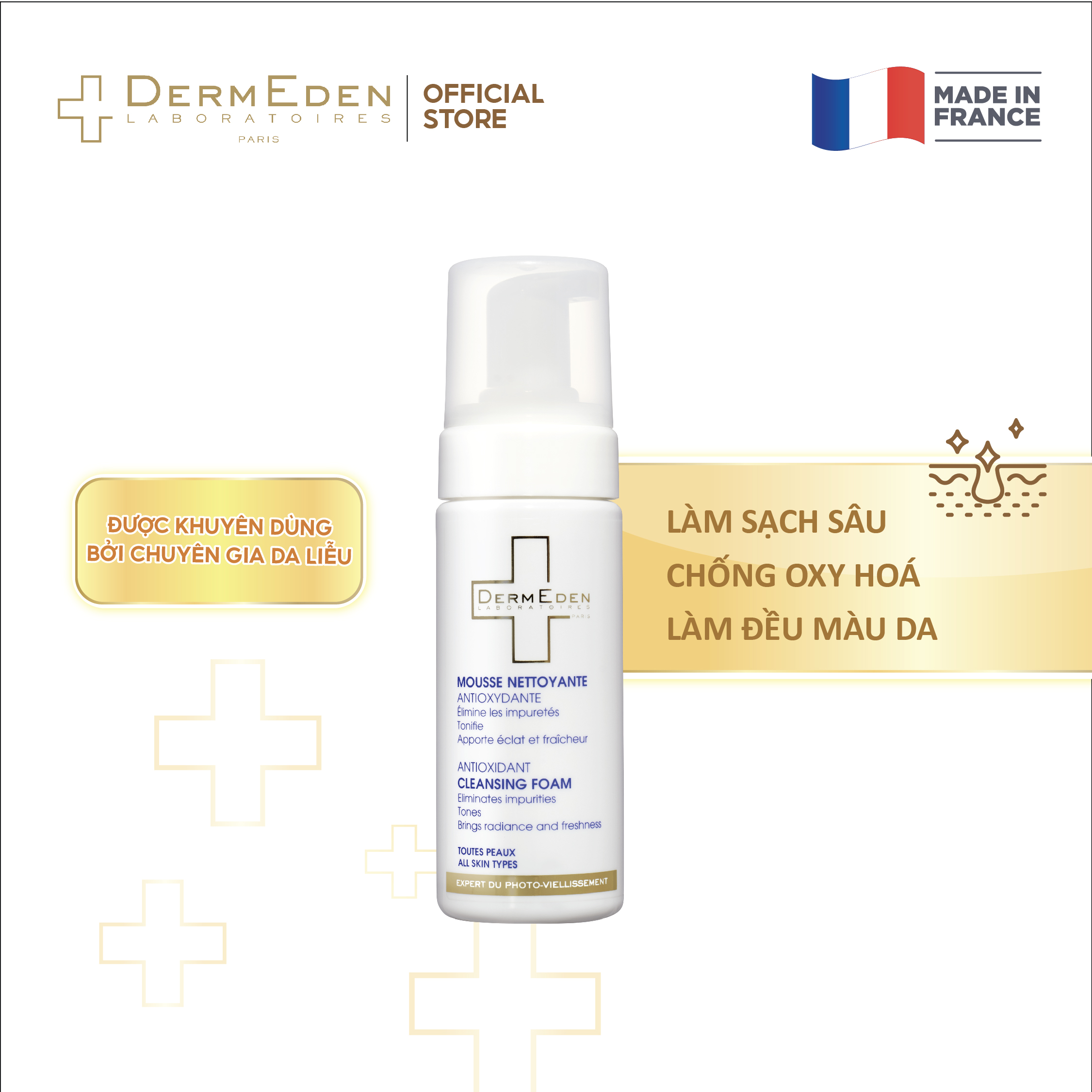 Sữa rửa mặt chống lão hoá da DermEden AntiOxidant Cleansing Foam 150ml