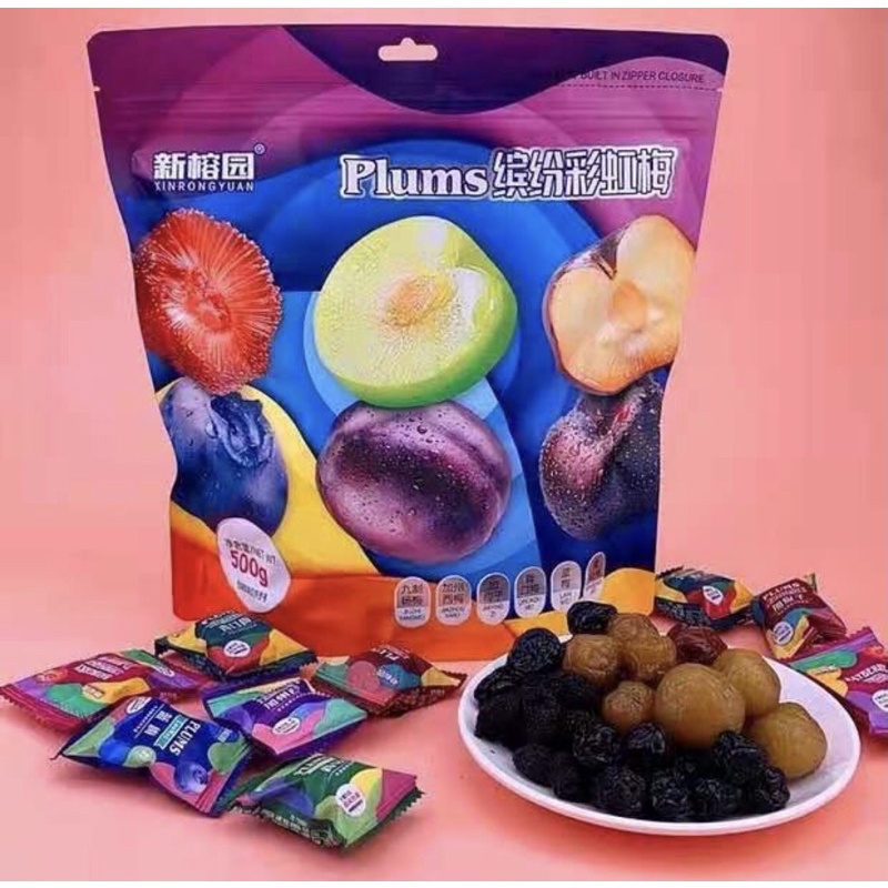 Ô Mai Xí Muội - Ô Mai Việt Quất, Mận, Mơ, Cherry ... Mix 6 Vị, Giòn Thơm Tuyệt Ngon, Top Đồ Ăn Vặt Nội Địa Trung, Gói 500g-đồ ăn vặt-ăn vặt-ô mai