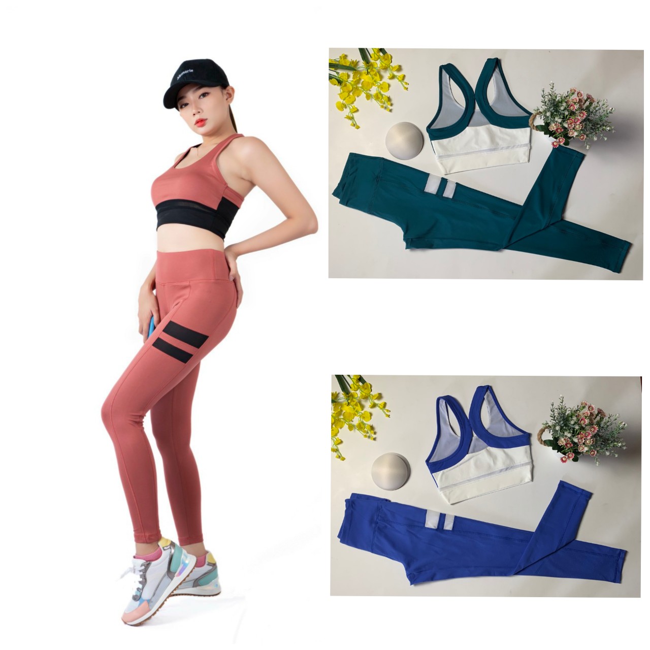 Đồ tập gym yoga nữ, bộ thể thao đồ tập yoga chất dày dặn co giãn tốt ( kèm mút ngực tốt)