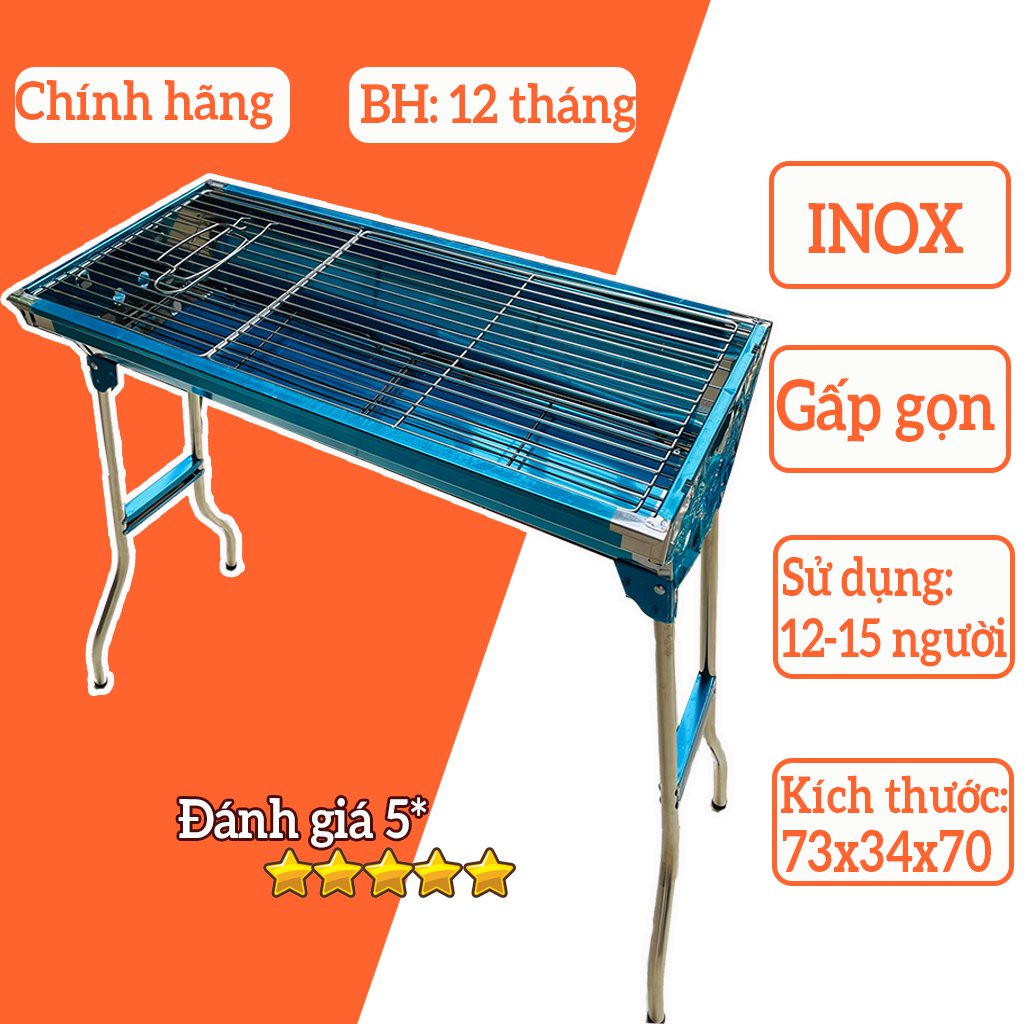 [QUÀ TẶNG] Bếp Nướng Than Hoa Inox Gấp gọn, Bếp Nướng BBQ Ngoài trời - Mẫu H2 - Lò Nướng than hoa, PHÙ HỢP: Bán quán hàng, nướng tại nhà, homestay, mang đi dã ngoại...