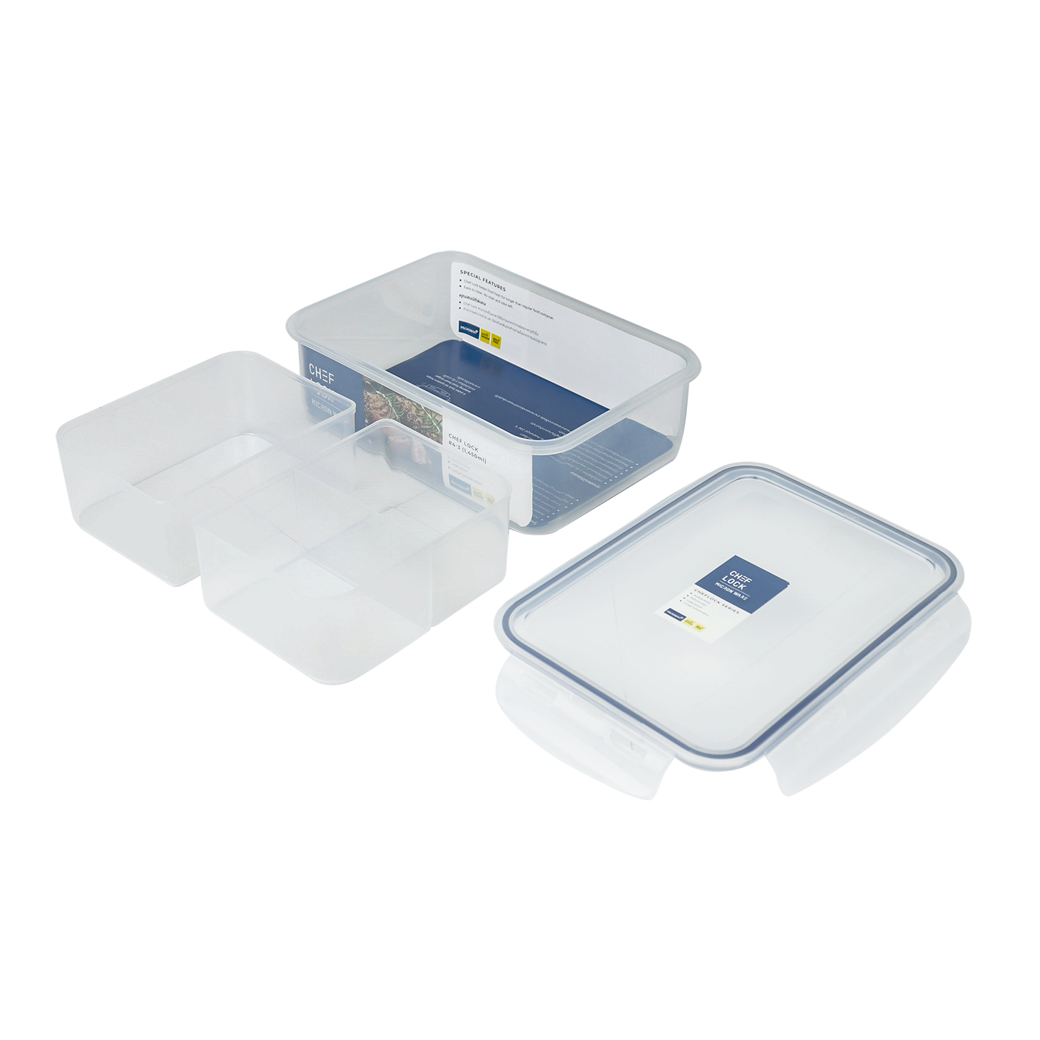 Hộp nhựa đựng thực phẩm Chef Lock 1450ml có ngăn - Micron Ware