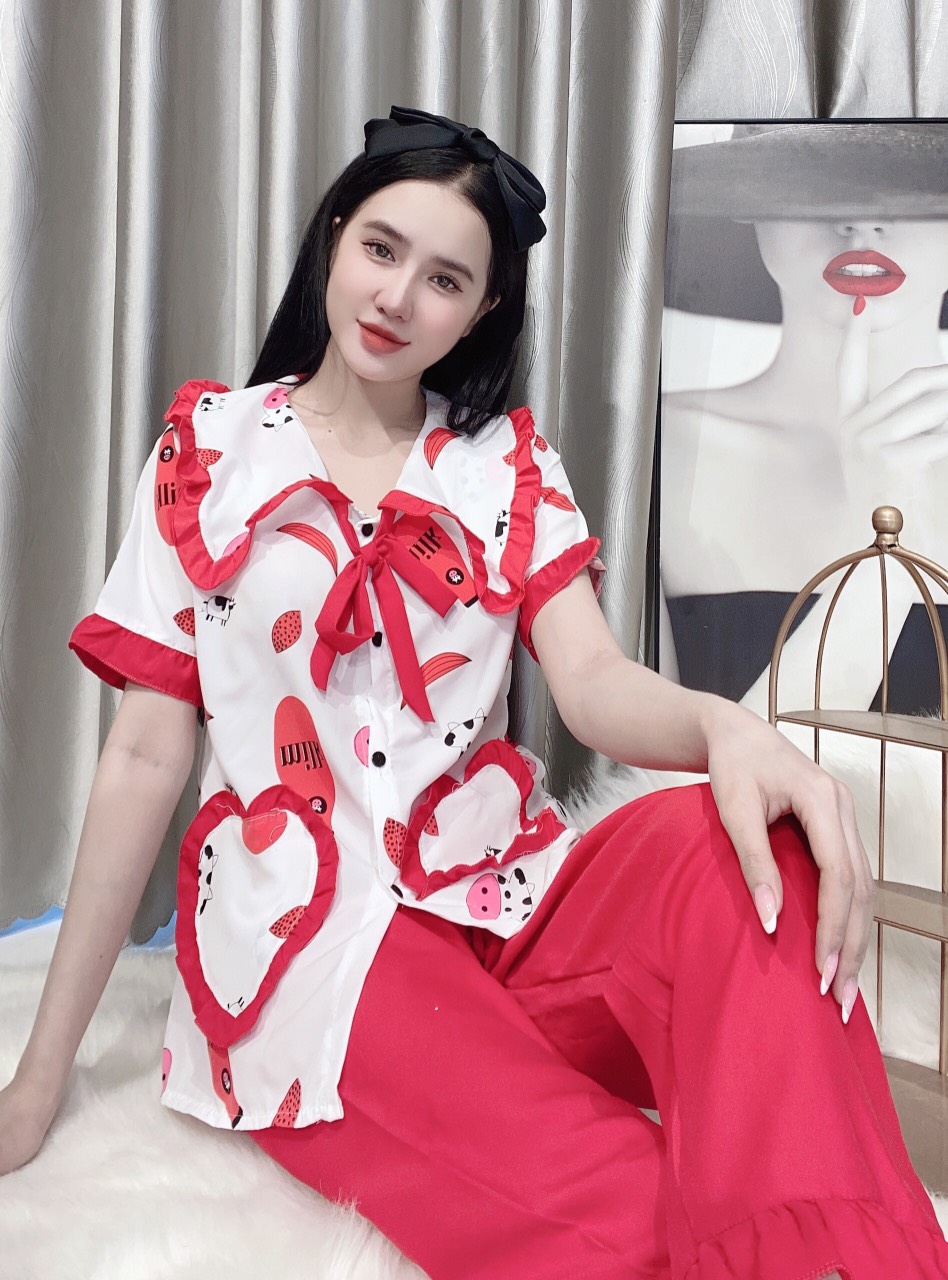 Bộ pijama mặc nhà lụa dễ thương dưới 55kg