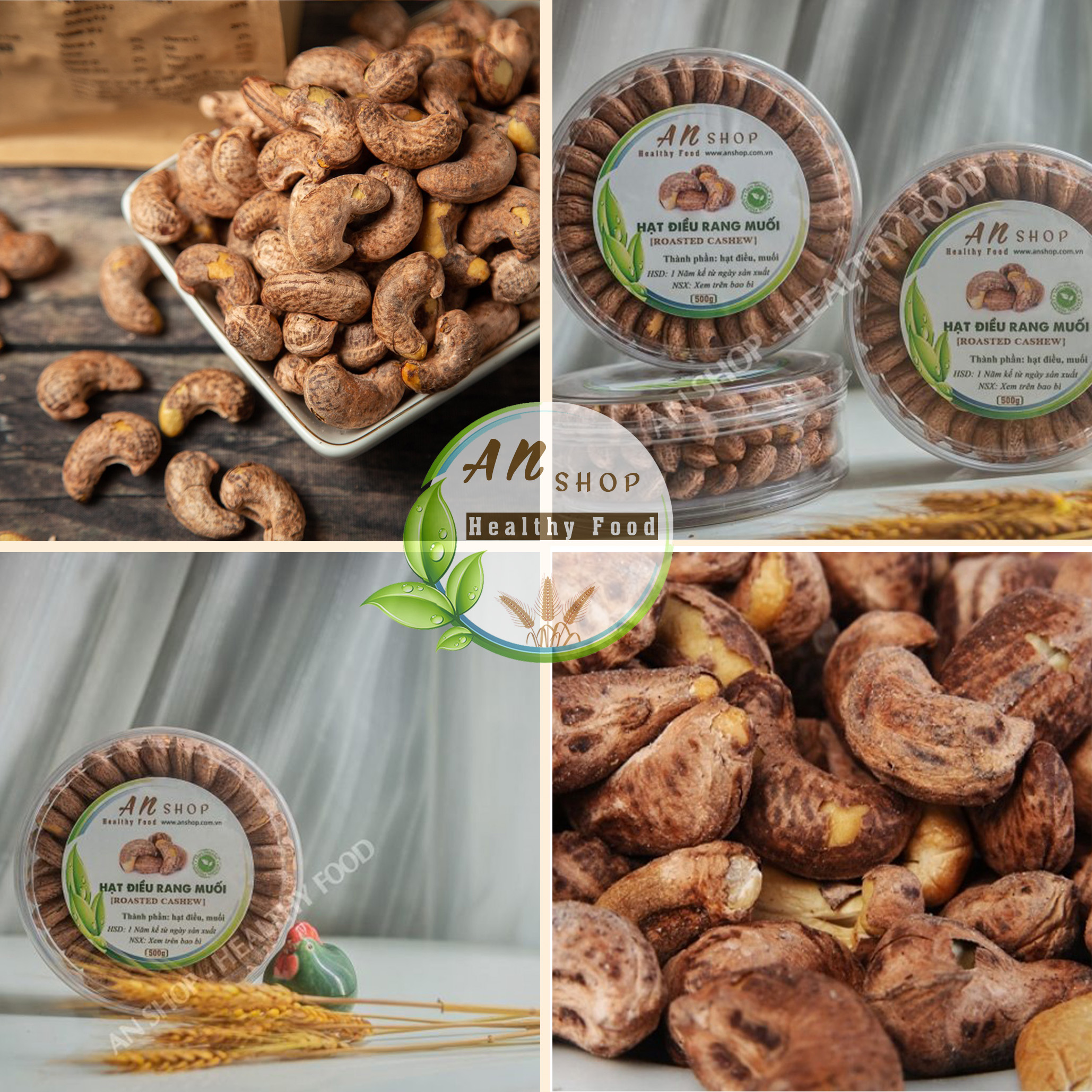 Hạt điều rang muối nguyên lụa bình phước hạt điều lụa xếp hoa 500g loại 1 by an shop