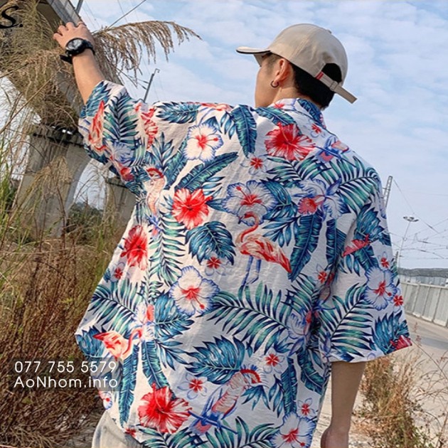 Áo sơ mi hawaii đi biển - sơ mi đi biển - sơ mi nhóm lớp - áo nhóm - áo lớp - chất đũi tơ mềm mát - #sma01