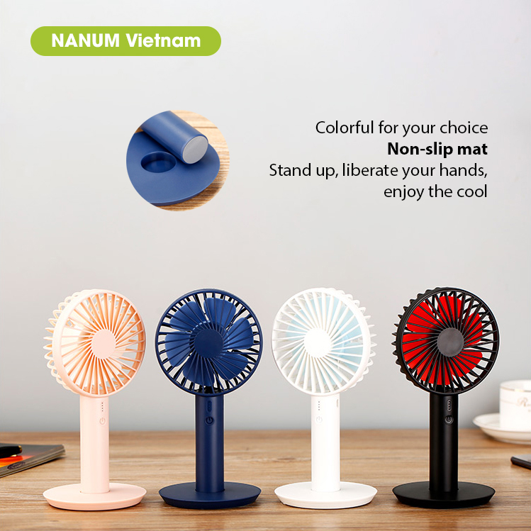 Quạt mini cầm tay Nanum pin đến 2.000mAh, quạt hoạt động lên đến 7h, mô tơ lõi đồng chất lượng cao, cánh quạt hoạt động êm ái - BF033B