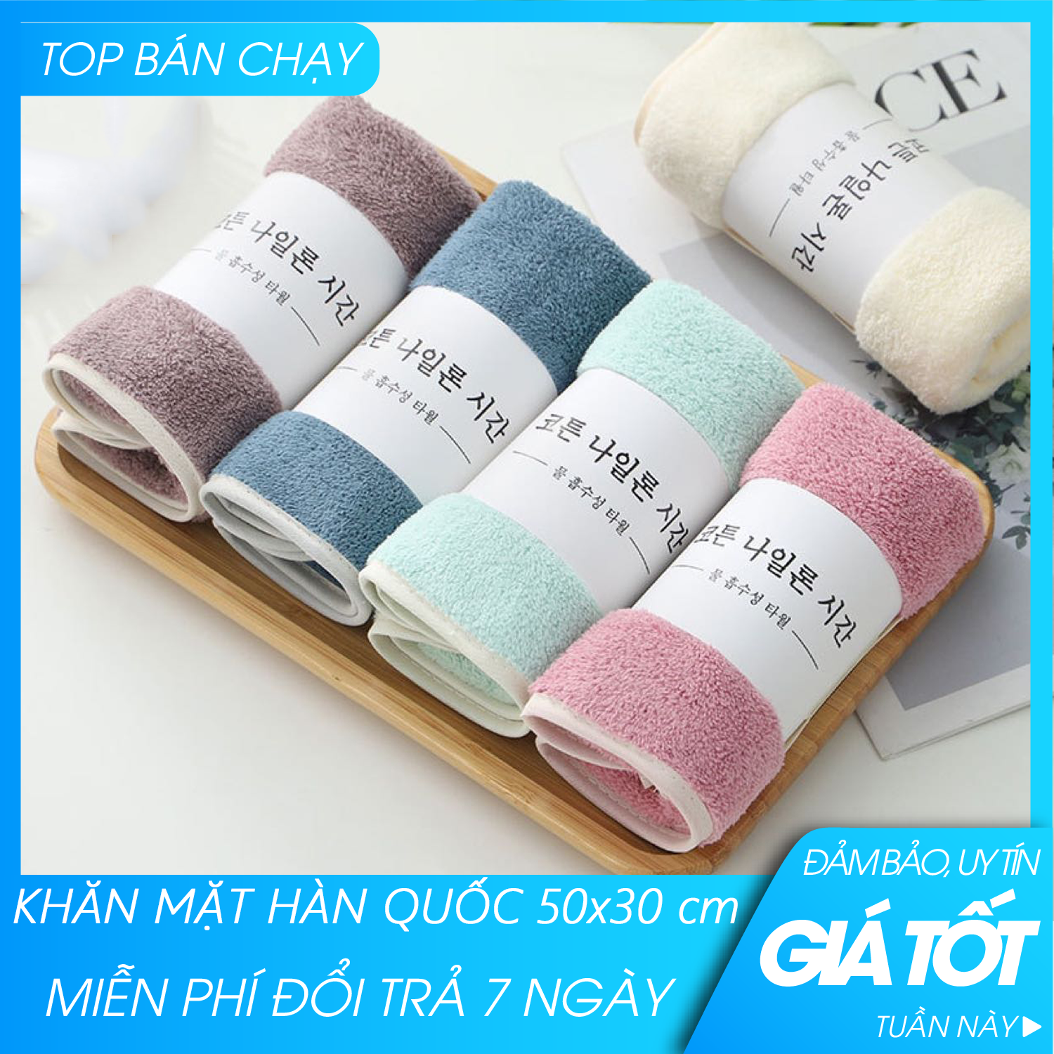 ( TOP BÁN CHẠY) Khăn mặt hàn quốc (50x30cm) ,  Khăn mặt ,  khăn mặt mềm, chất liệu cotton siêu thấm - kich thước 50x30cm - Giao màu ngẫu nhiên