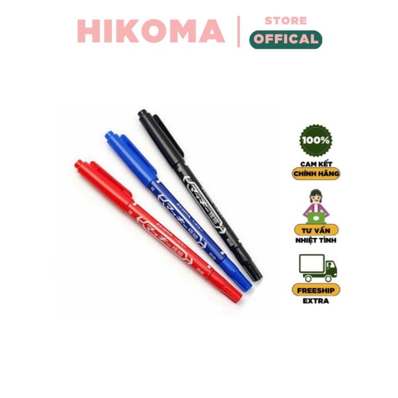 Bút lông dầu zebra - combo 10 bút dạ dầu mo120 cao cấp màu xanh / đen /đỏ-2 đầu - hikoma store