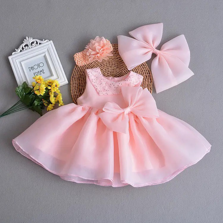 Váy công chúa bé gái hồng voan , váy trẻ em từ 4-33kg