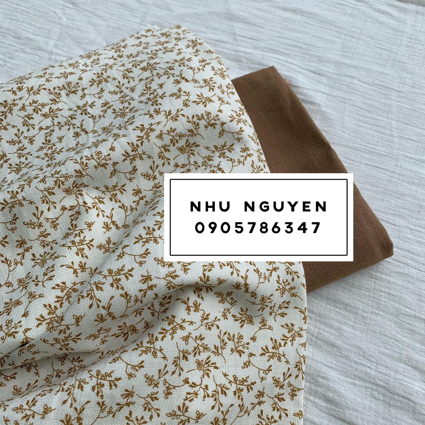 Vải linen bột in hoa bản thiết kế