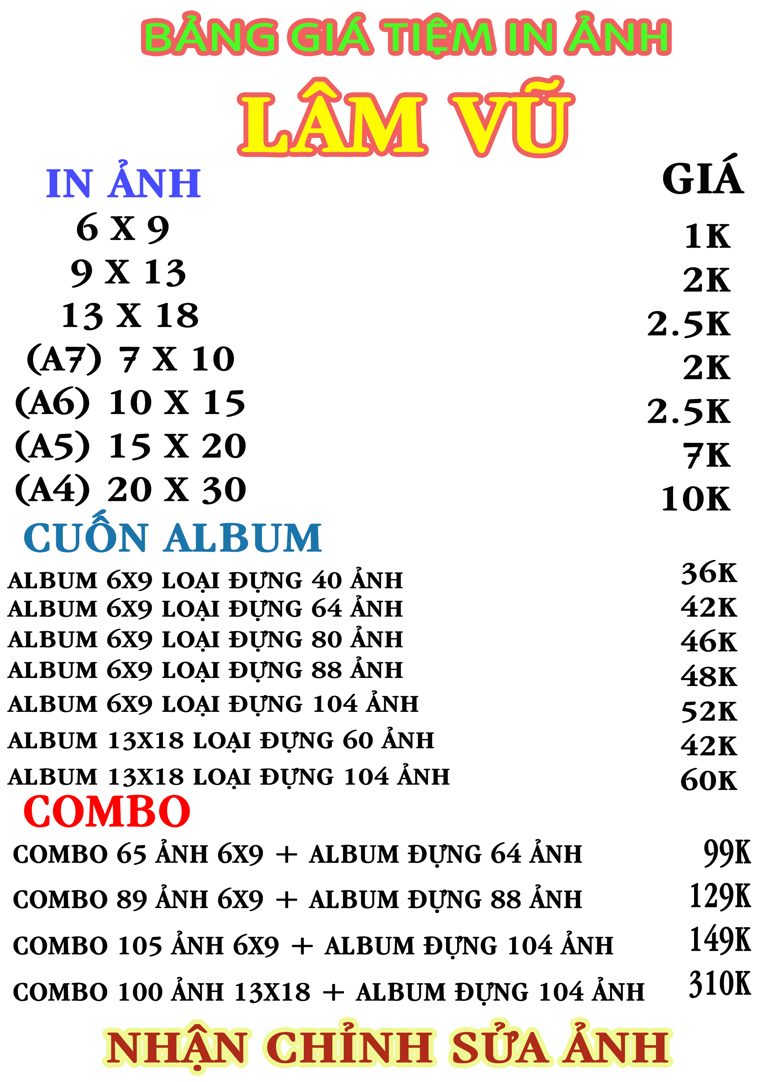 Combo 1000 tấm hình 6x9