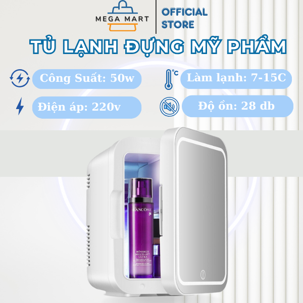 Tủ lạnh đựng mỹ phẩm dung tích 6L, tủ lạnh mini tiết kiệm điện và không gian bảo quản mỹ phẩm