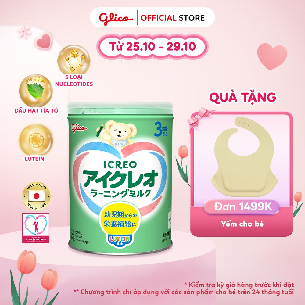 (ICREO SỐ 3) Thực Phẩm Bổ Sung Sữa Dinh Dưỡng GLICO ICREO LEARNING MILK cho bé từ 3 tuổi trở lên (Số 3 - 820g/Lon)