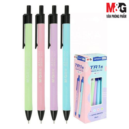 [HCM]Hộp bút bi TR1S M&G ABPW3079 ngòi 0.5mm mực xanh 20 cây/hộp