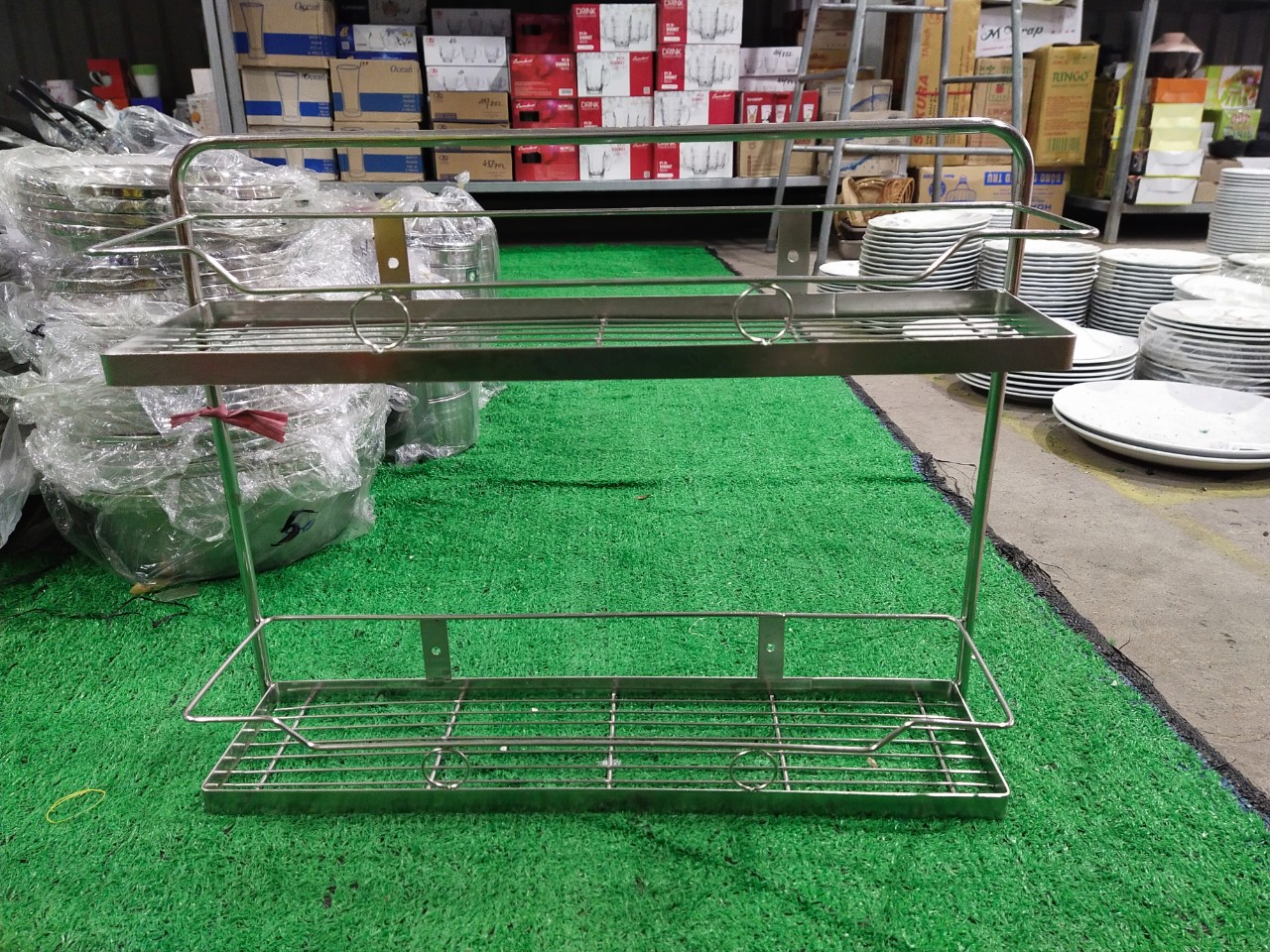Kệ gia vị inox la 2 tầng treo tường