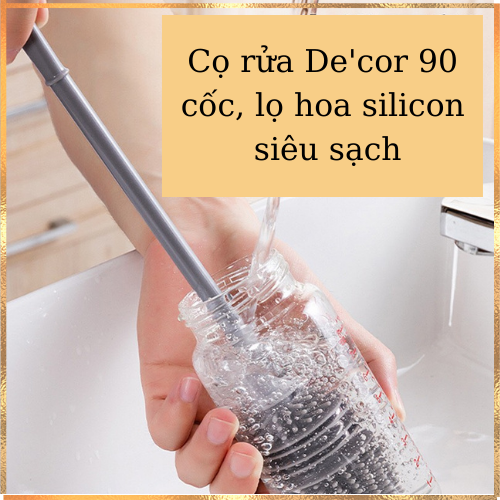 Cọ rửa ly, cọ rửa lọ hoa, bình sữa cán dài bằng silicon tiện lợi