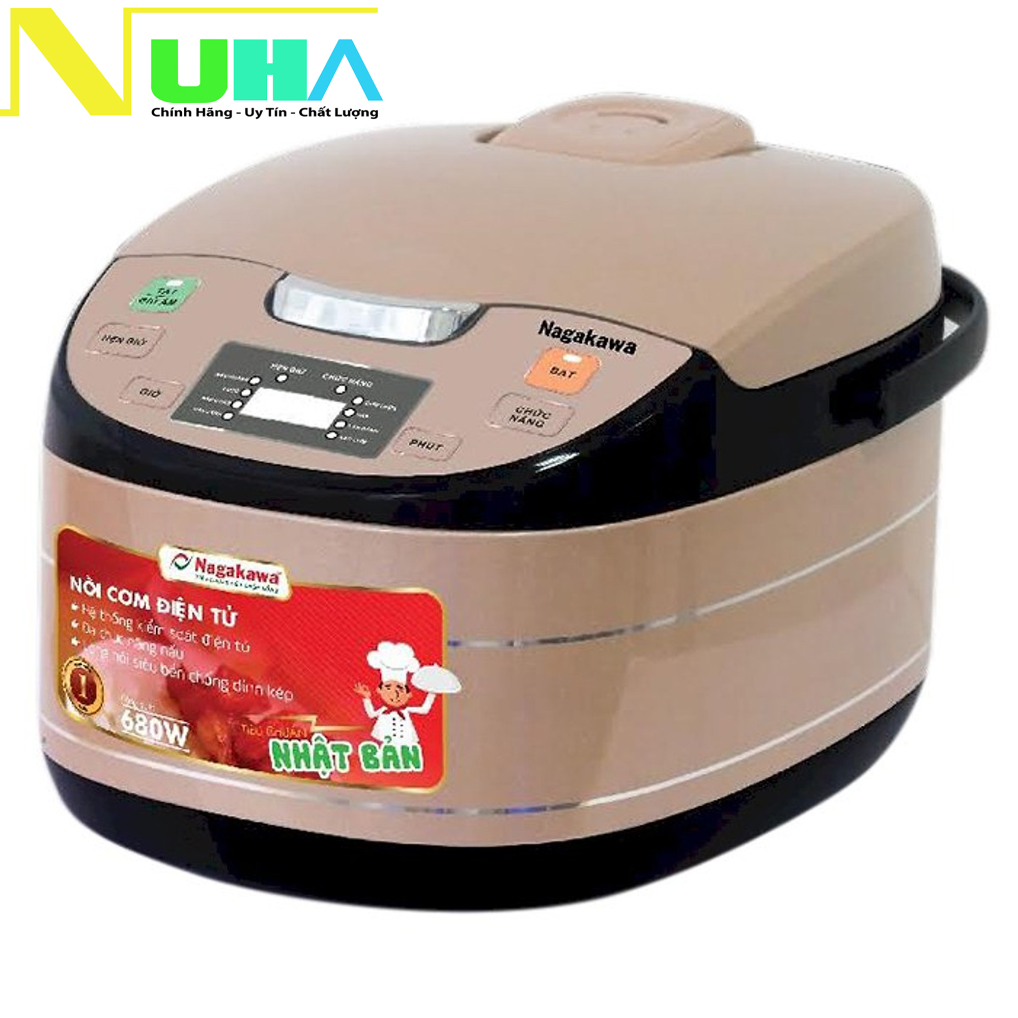 Nồi cơm điện tử 1.8L Nagakawa NAG0103 đa chức năng nấu và chế độ giữ ấm cơm bảo hành 12 tháng