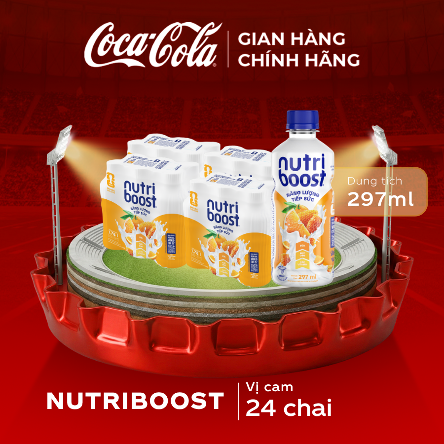 [SIÊU SALE ] Lốc 24 Chai Thực phẩm bổ sung Nước uống sữa trái cây Nutriboost hương cam 297ml/Chai Sale 5.5 Coca-Cola Chính Hãng_LD