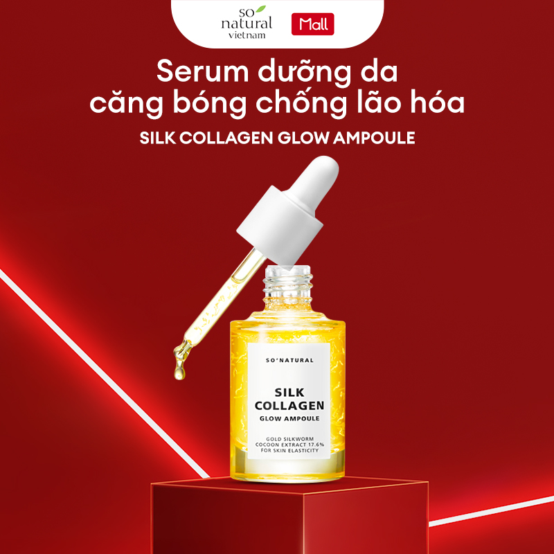 Serum Dưỡng Da Căng Bóng Và Chống Lão Hoá Silk Collagen Glow Ampoule So Natural Hàn Quốc I Nhập Khẩu Chính Hãng Hàn Quốc