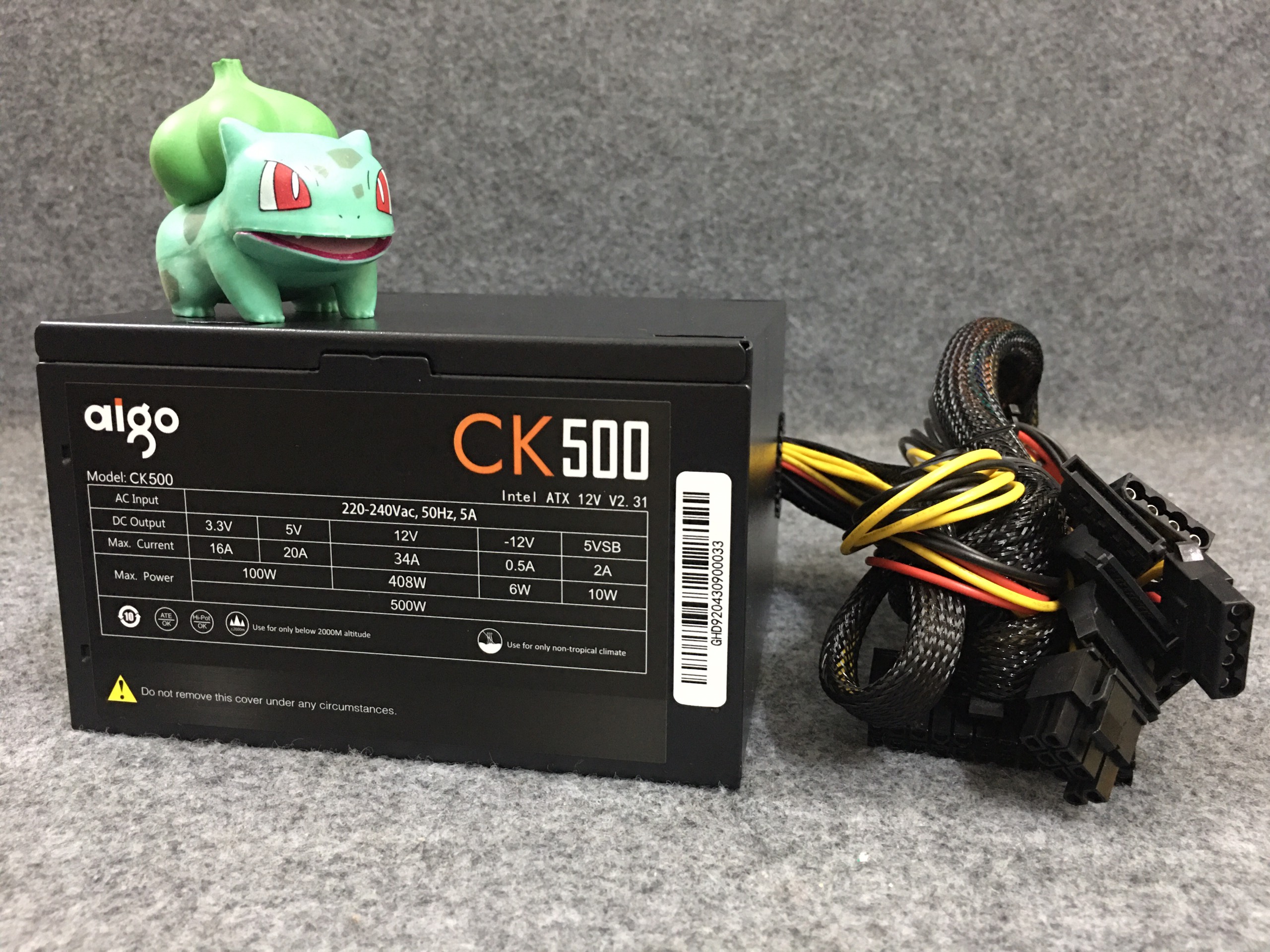 Nguồn 500w công suất thực aigo ck500 có dây nguồn phụ new box chính hãng bh 36 tháng