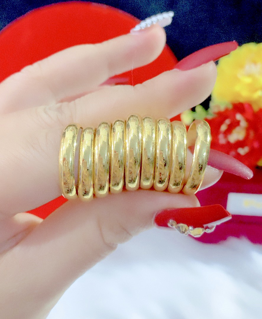 Nhẫn cưới trơn 2 chỉ khắc 9999 mạ 24k cao cấp p338a