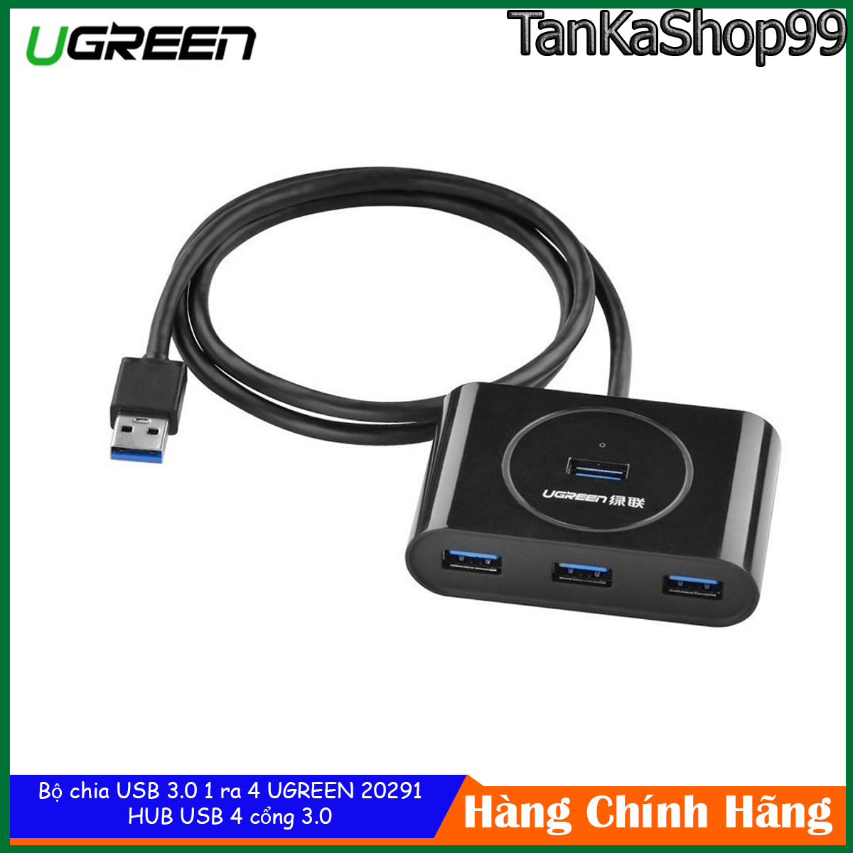 Hub 4 cổng usb 3.0 ugreen 20291 , dây dài 1m, tốc độ truyền tải 5gbps