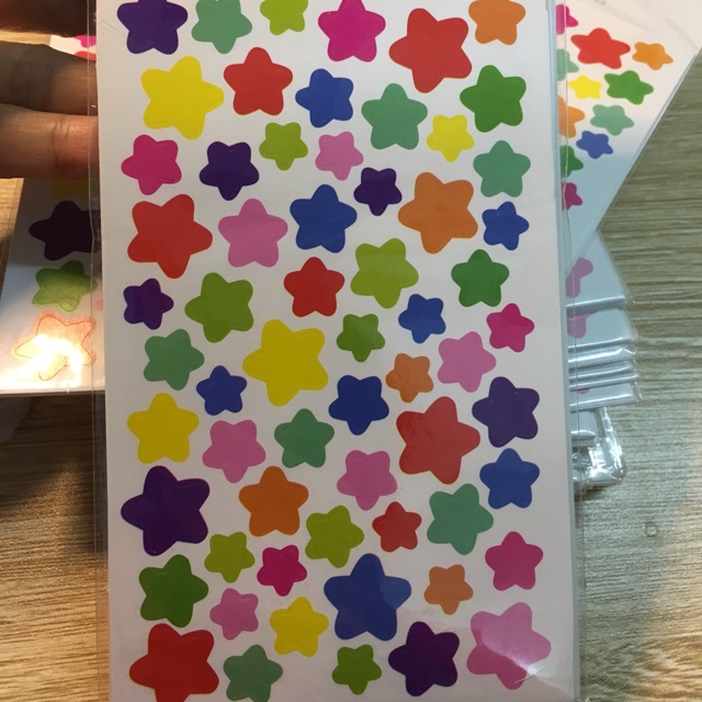 6 tấm sticker ngôi sao nhiều màu sắc