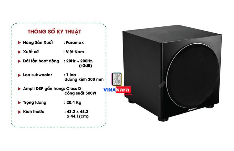 Loa Paramax SUB-1000 New âm thanh siêu trầm tăng bass nghe và hát karaoke hay