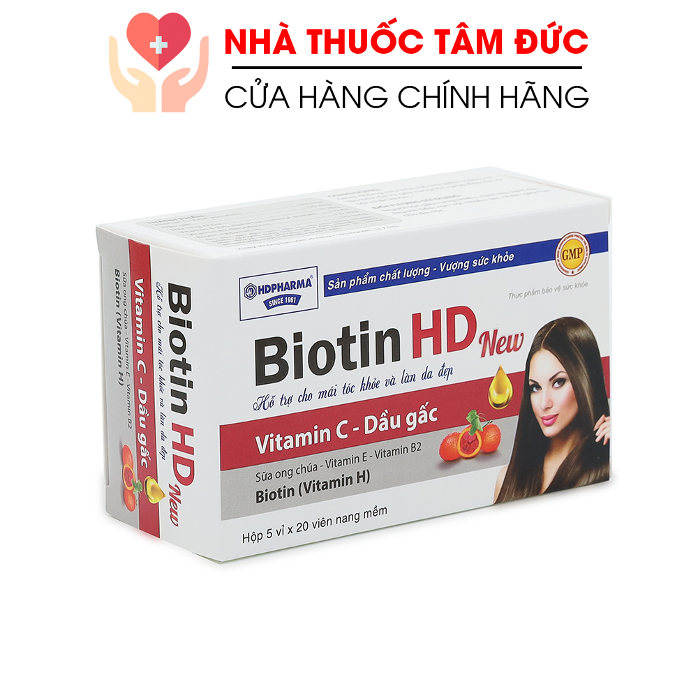 [HCM]Viên uống Biotin HD New vitamin C dầu gấc vitamin B giúp khỏe tóc đẹp da giảm rụng tóc chống lão hóa - Hộp 100 viên
