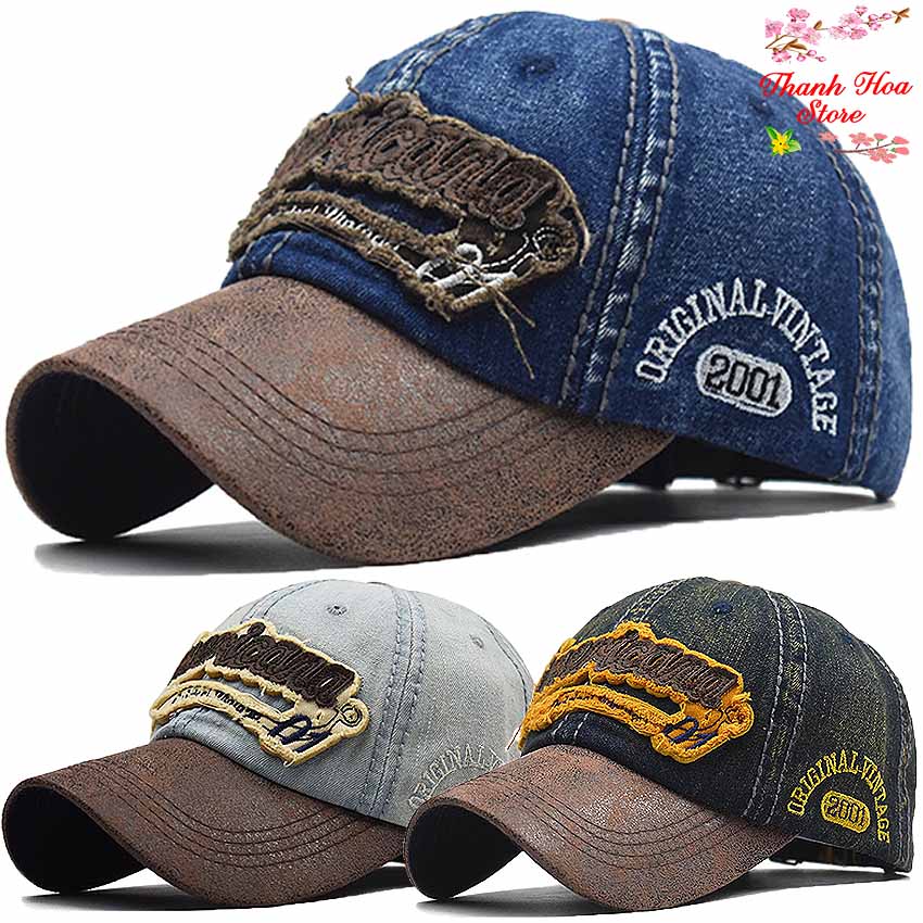 Mũ lưỡi trai nam nữ chất vải bò cao cấp, thời trang thể thao đẹp, bụi, ngầu, cá tính, giá rẻ màu đen, xanh, trắng - Mũ bò - Nón kết jean nam nữ đẹp, bụi bặm, cá tính [thanhhoa.store]