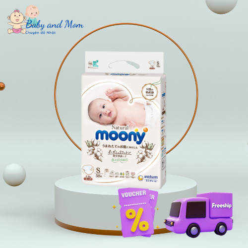 [QUÀ 15K] (FREESHIP)(VOUCHER 30K) Tã Bỉm MOONY NATURAL quần dán Nội địa Nhật cao cấp NB63/S58/M46/L38/L36/XL32