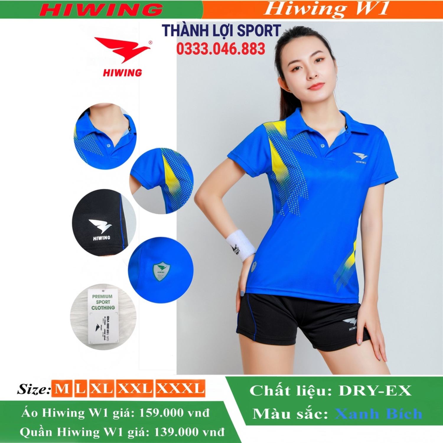 Quần Áo Cầu Lông Hiwing W1 Chính hãng Thoáng mát, Chống tia UV, Kháng khuẩn, Kháng mùi tốt