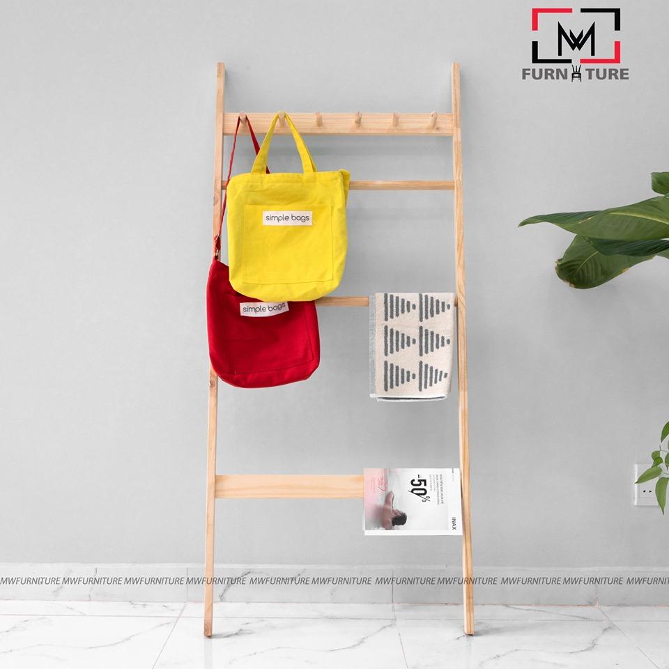 C towel ladder - thang treo đồ thang móc quần áo gỗ tự nhiên