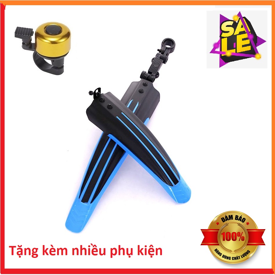 Chắn bùn xe đạp - bộ 2 tấm đen xanh - tặng kèm chuông 02