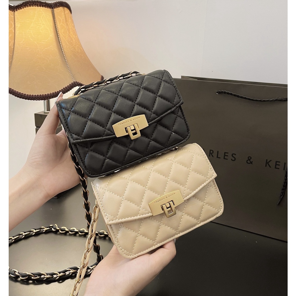Túi đeo chéo đeo vai cnk trần ô khoá gập hàng hót size mini 16cm