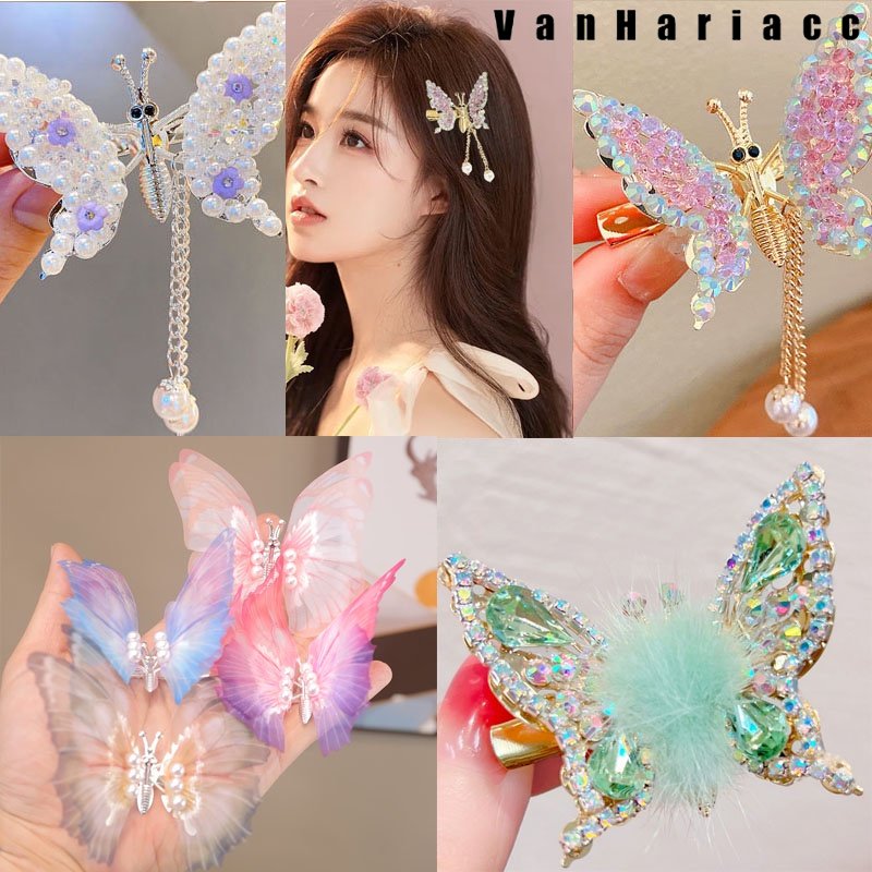 Kẹp Tóc Hình Cánh Bướm Đính Ngọc Trai Thời Trang Cho Nữ