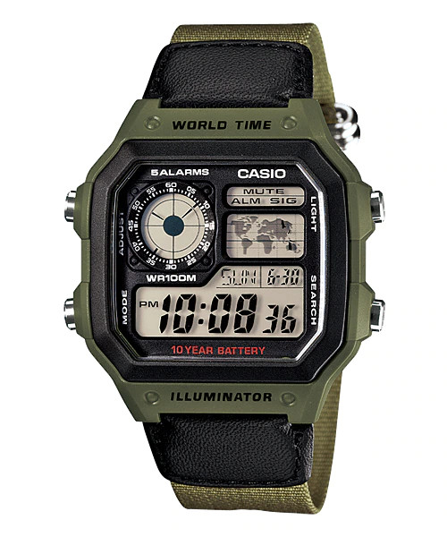 Đồng hồ nam dây vải casio chính hãng ae-1200whb-3bvdf