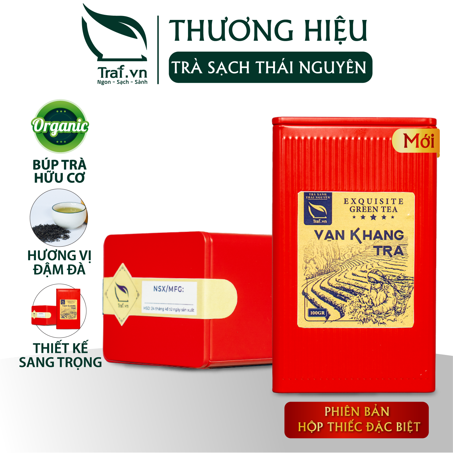 Trà đinh thái nguyên , Vạn Khang Trà , hộp thiếc 100gram - trà ngon Thái Nguyên