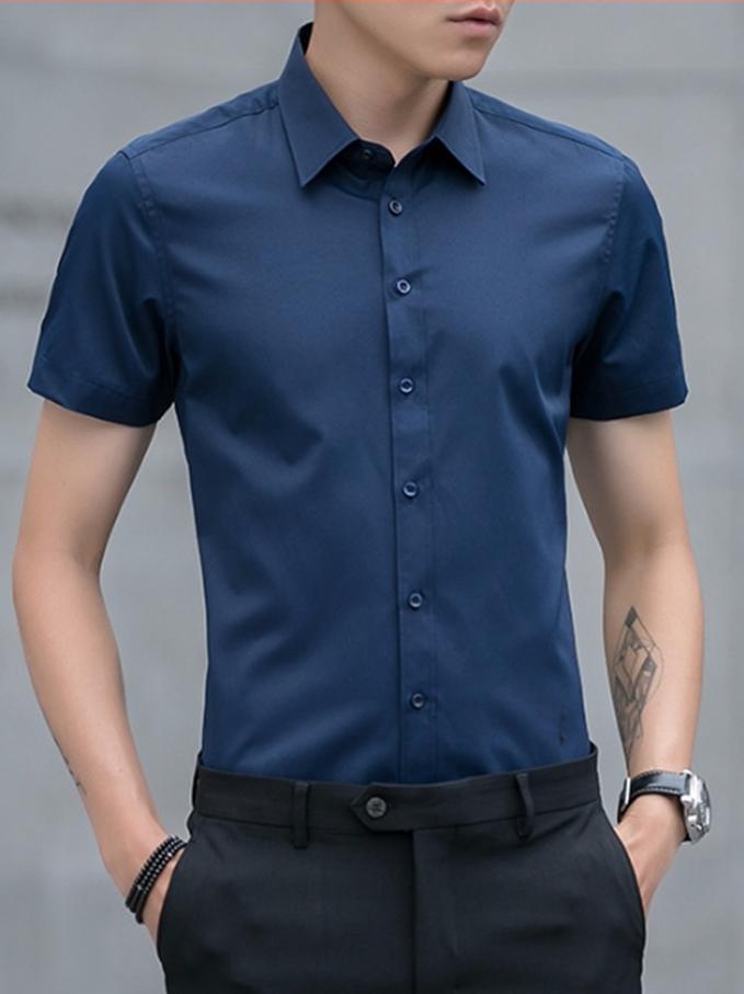 [HCM]Áo sơ mi ngắn tay màu xanh navy