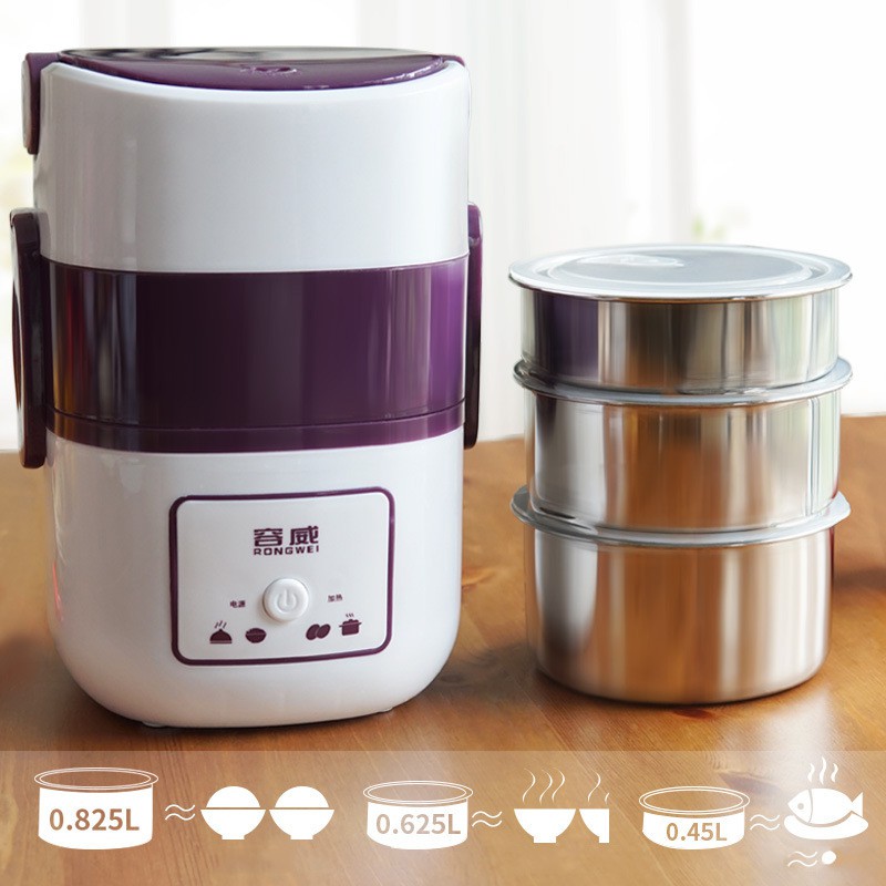 Hộp cơm giữ nhiệt, Hộp cơm cắm điện, Hộp Cơm Hâm Nóng Thức Ăn, Hộp hâm cơm inox 3 tầng Magic A06 an toàn sức khỏe